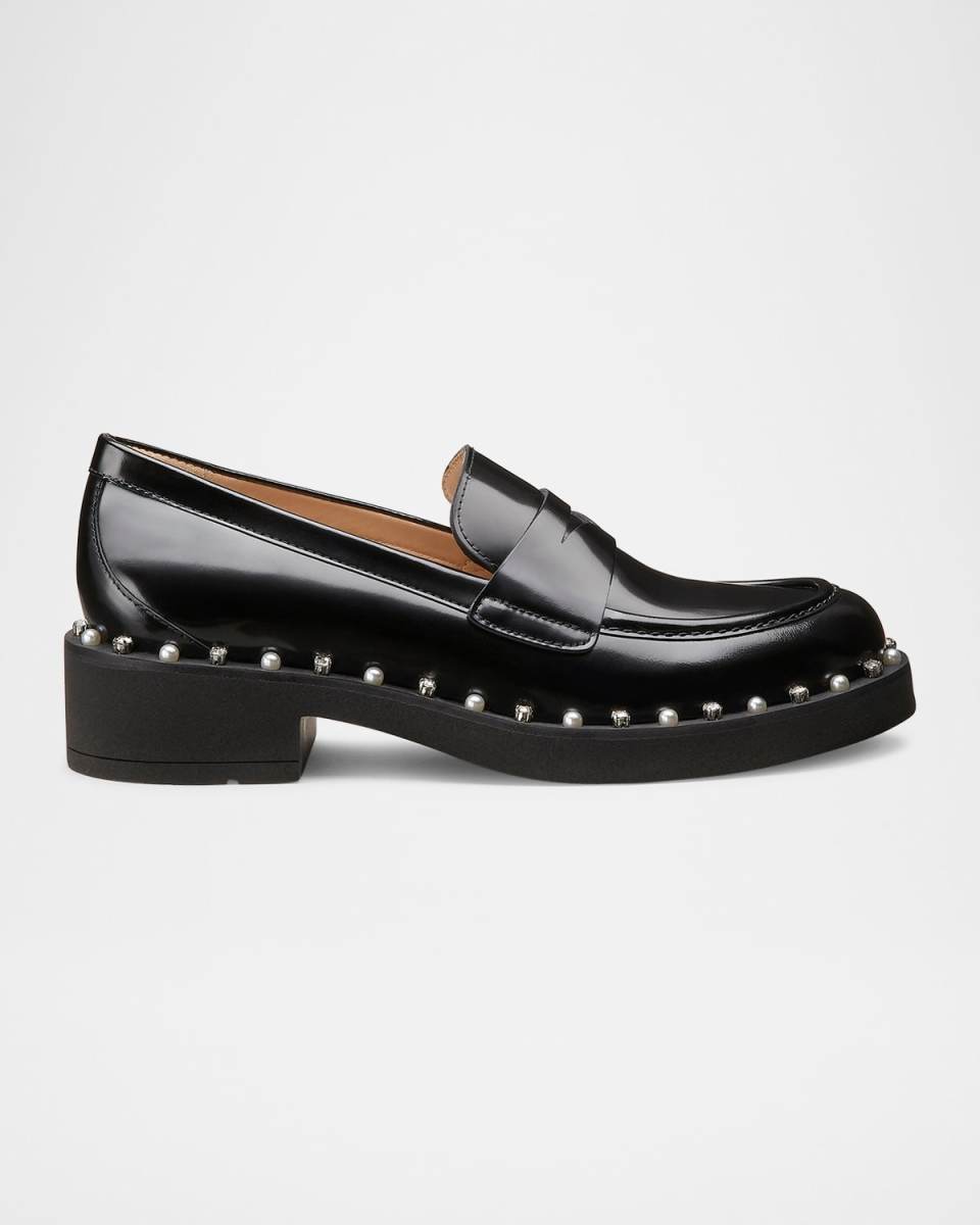 Reverie Leather Pearly Accent Loafers